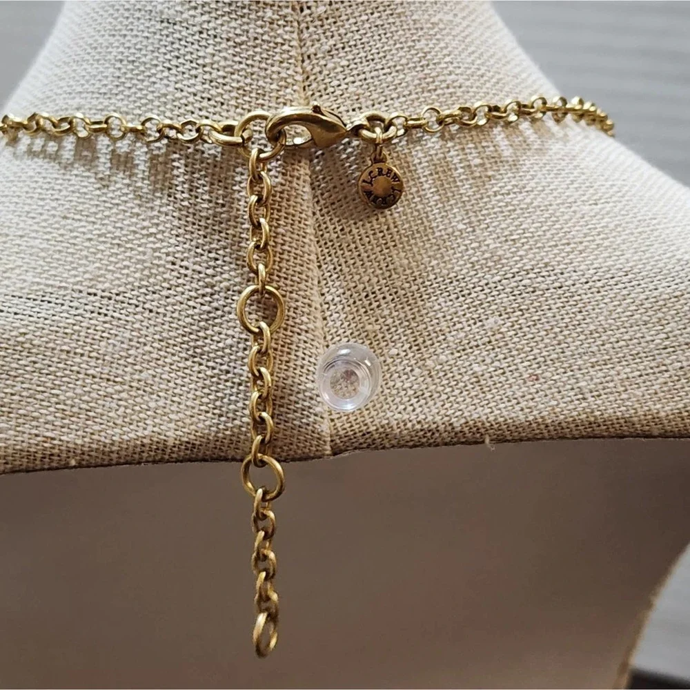 J. Crew gold peach and teal art‎ deco vintage vibes necklace